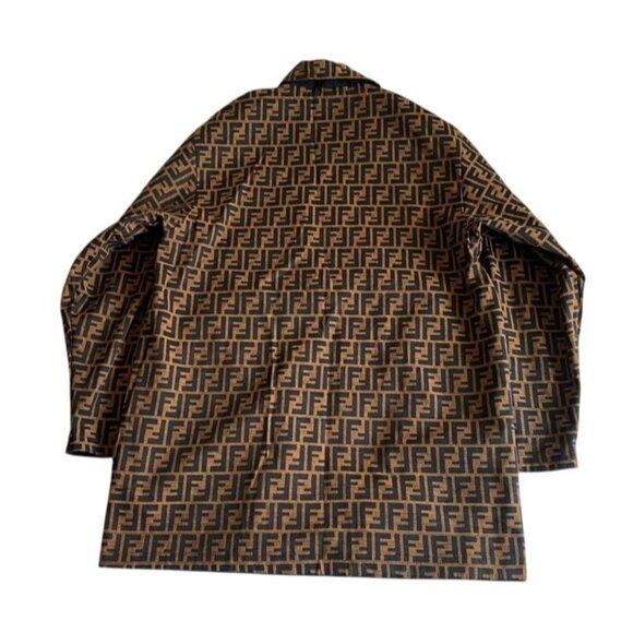Authentic Fendi Vintage Zucca Monogram Reversible Jacket Trench Coat Brown - Picture 2 of 10
